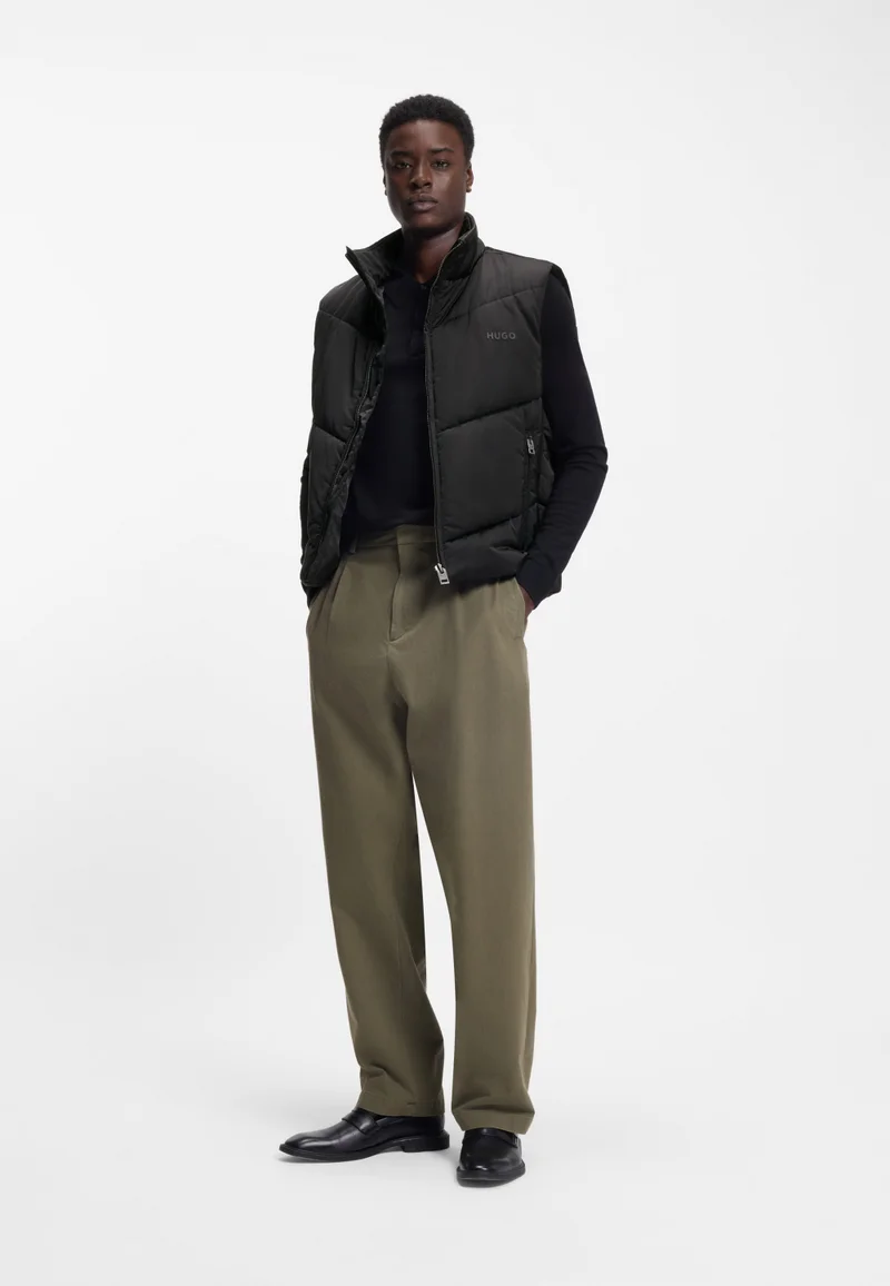HUGO Black Water-repellent gilet with tonal logo for Men | Best Price UAE