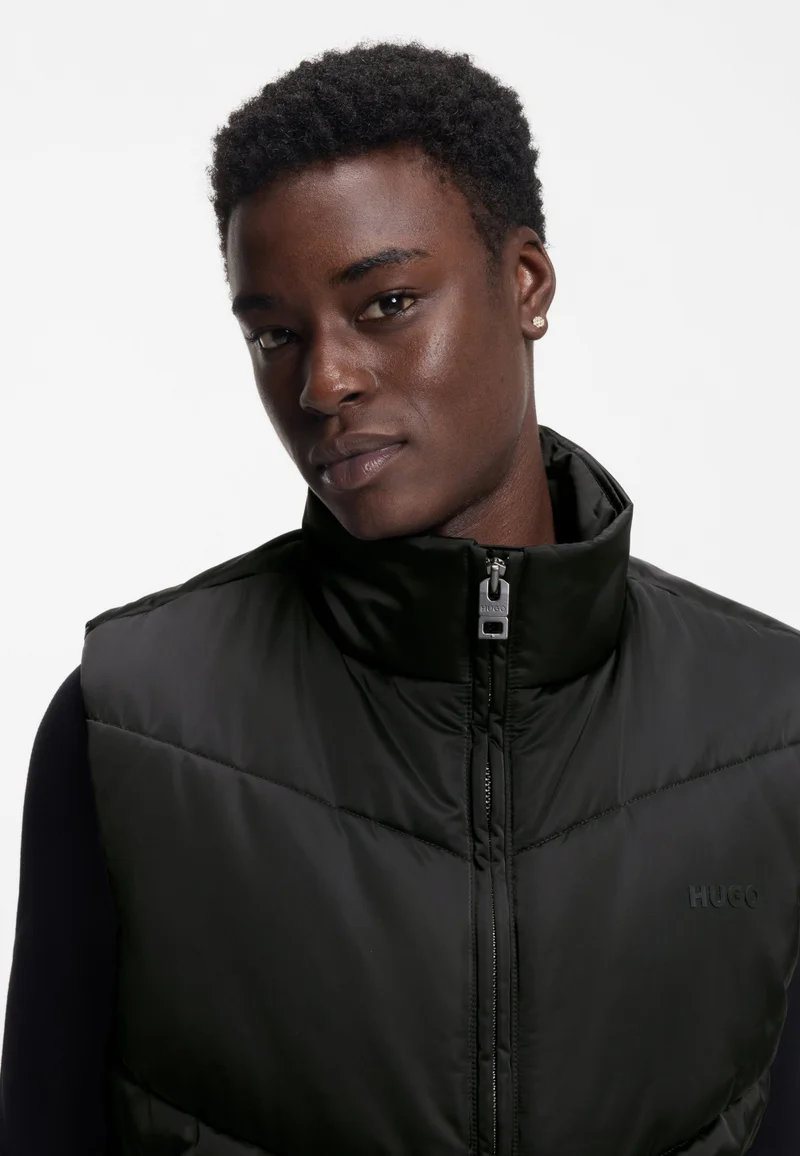 HUGO Black Water-repellent gilet with tonal logo for Men | Best Price UAE