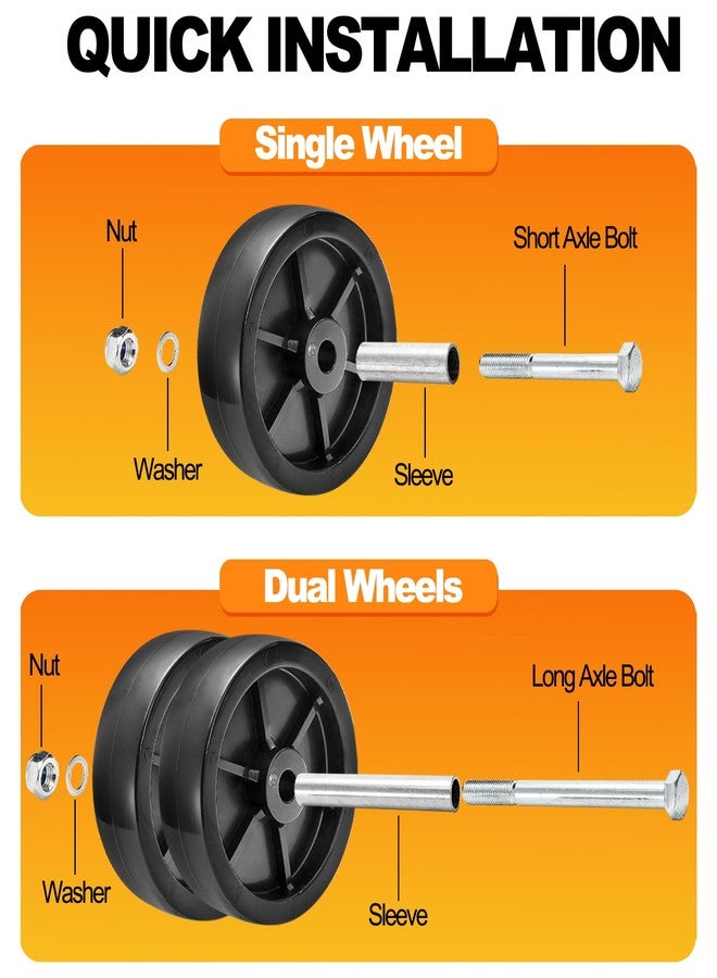 Lawei 2 Pack 6 Inch Boat Trailer Jack Wheels, Universal Black Plastic Caster Wheels for Boat RV Trailers and Caravans, Heavy Duty Travel Freight Wheel Replacement, 2000Lbs Capacity, Include Hardware - Image 4