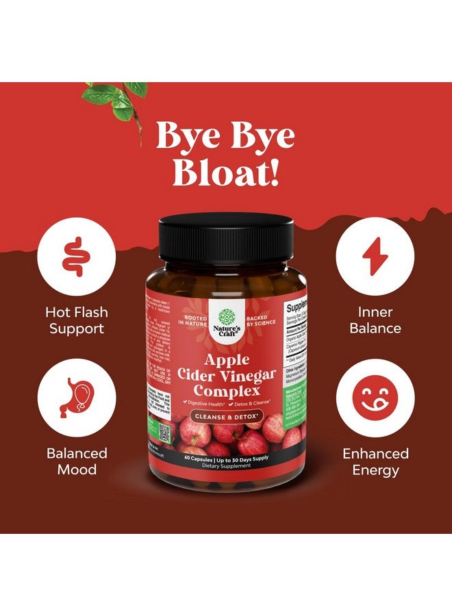 Natures Craft Cleansing Apple Cider Vinegar Capsules - ACV Cleanse and Detox Pills for Gut and Digestive Health with Slimming Cayenne - Extra Strength ACV Capsules for Gut Cleanse and Full Body Detox (30 Servings) - Image 4