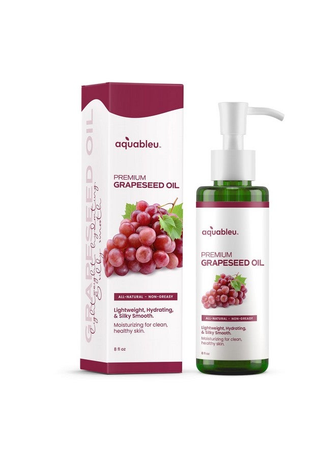 Aquableu Premium Grapeseed Oil - 100% Pure and All-Natural - Hydrating and Silky Smooth - Moisturing, for Clean and Healthy Skin, and Strong Hair - Cold Pressed - 8 oz - Image 1