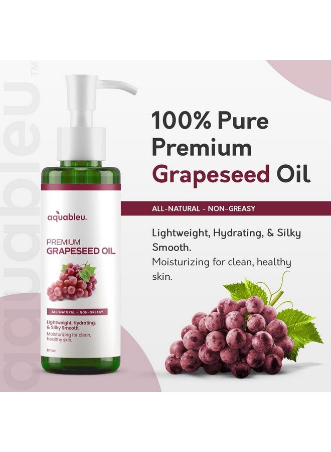 Aquableu Premium Grapeseed Oil - 100% Pure and All-Natural - Hydrating and Silky Smooth - Moisturing, for Clean and Healthy Skin, and Strong Hair - Cold Pressed - 8 oz - Image 3