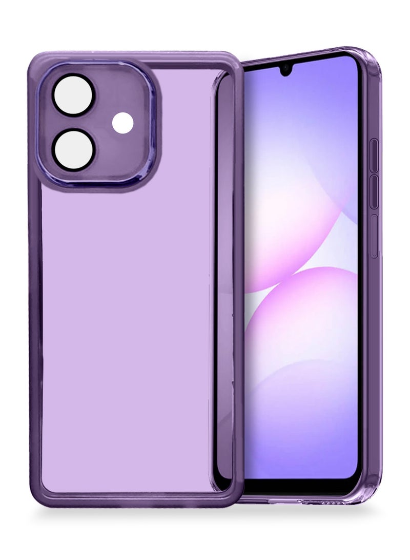 Wtech Samsung Galaxy A07 4G 2025 Soft Transparent TPU Camera Lens Protection Silicone Ultra Thin Phone Stylish Electroplated Camera Border Back Case Cover - Eggplant Purple - Image 1