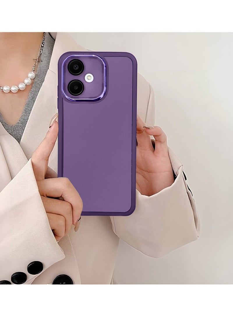 Wtech Samsung Galaxy A07 4G 2025 Soft Transparent TPU Camera Lens Protection Silicone Ultra Thin Phone Stylish Electroplated Camera Border Back Case Cover - Eggplant Purple - Image 4