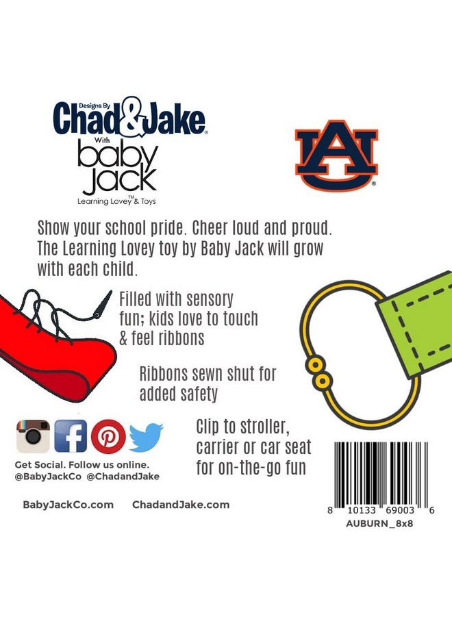 The Learning Lovey The Learning Lovey Auburn University Baby Tag Toy - College Football Basketball - Sensory Crinkle Toys - Soft & Safe - Ideal Stroller Toy - BPA Free w/Stroller Clip  - Image 2