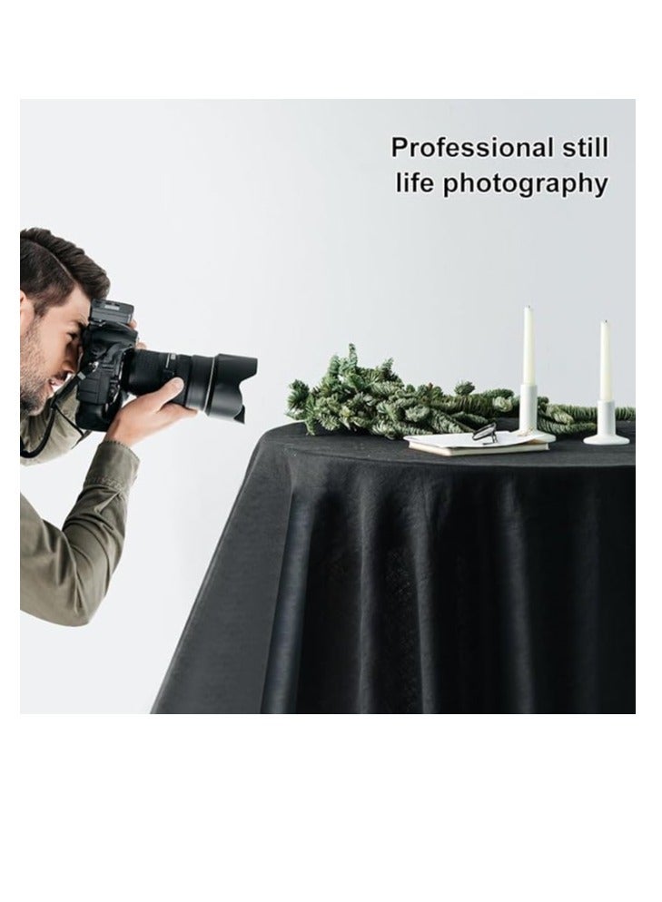 Xria 3 x 2 m Solid Color Photography Backdrop Cloth, Washable Polyester Fabric Background with 4 Hanging Clips for Photo Studio, Video Recording & Content Creation - Black - Image 3
