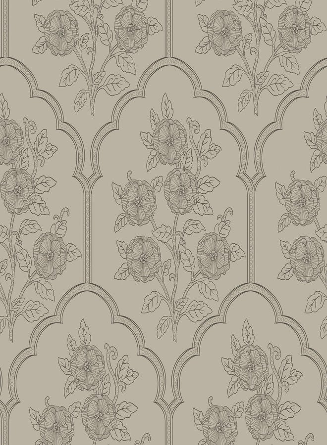 Safiyya ورق جدران صفية لاصق بني اللون، ورق جدران عتيق، ورق جدران مزهر، ورق جدران ذاتي اللصق قابل للإزالة لغرفة النوم، 393 بوصة × 17.3 بوصة، لفائف فينيل للتغطية - Image 1