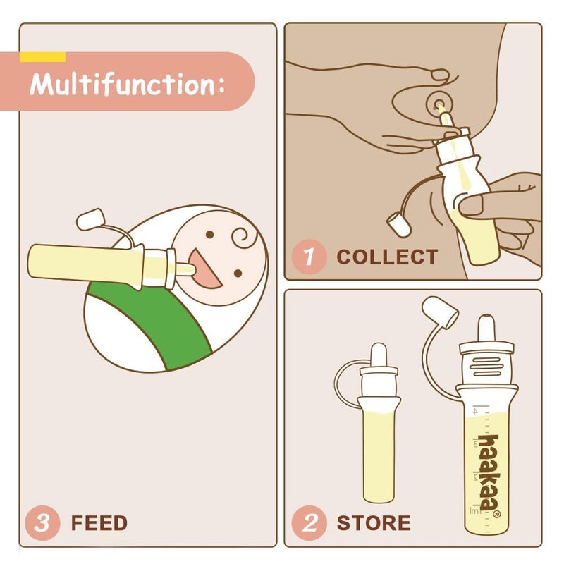 haakaa Colostrum Collector kit Colostrum Syringes for Breastmilk to Collect, Feed & Store, Ready-to-Use (0.1oz/4ml, 2 PK) - Image 3