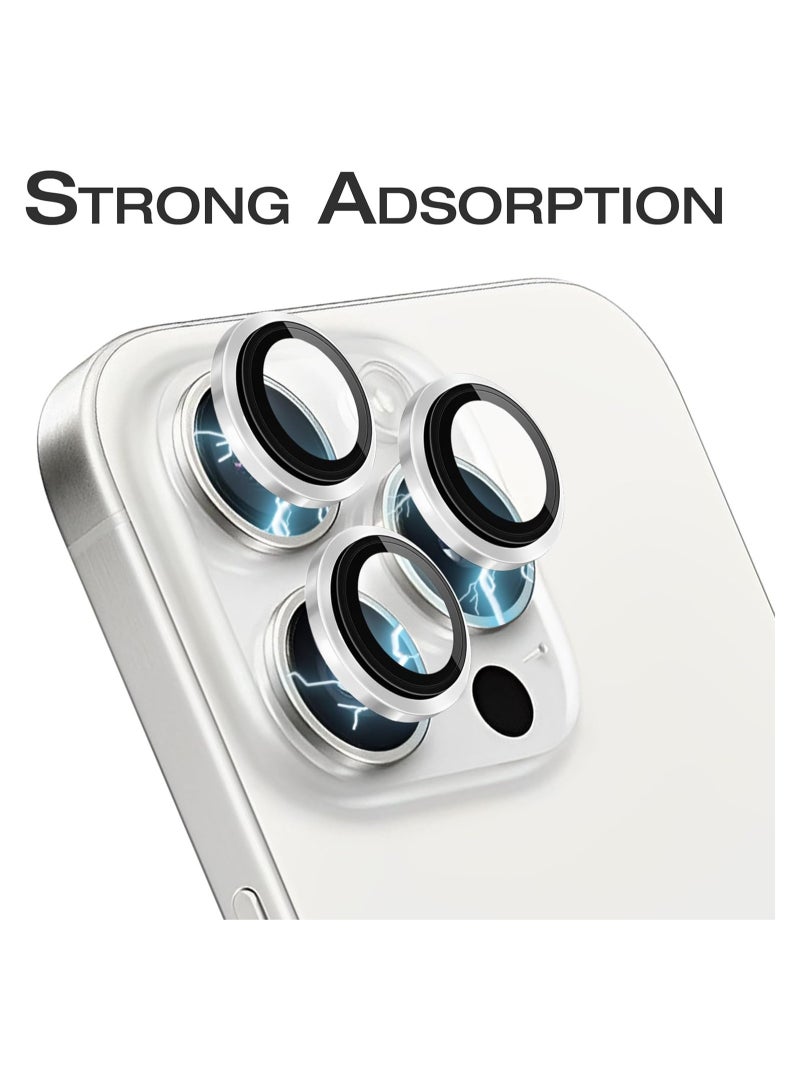 ELTRAZONE Camera Lens Protector for iPhone 15 Pro and 15 Pro Max Tempered Glass Aluminum Ring Cover, HD Clear, iPhone Camera Design Matching, Anti-Reflection, Anti-Scratch, Full Set (White Titanium) - Image 4