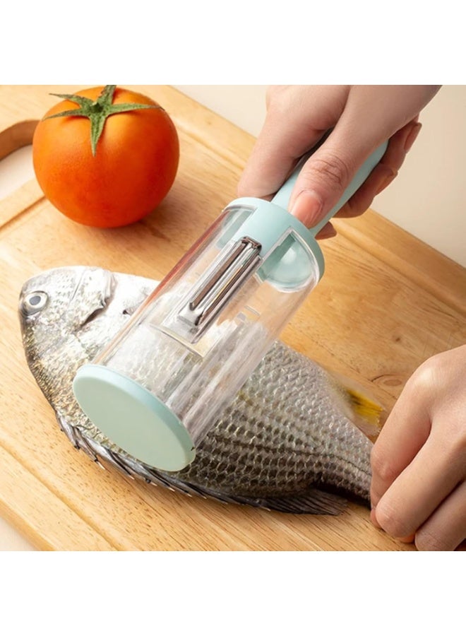 Happy Home 3-in-1 Vegetable and Fruit Peeler with Built-in Container, Mess-Free Kitchen Peeler with Peel Catcher, Sharp Stainless Steel Blade for Potato, Apple, Carrot, Cucumber, Multifunction Fish Scaler, Ergonomic Non-Slip Handle, Easy Clean Food Prep Tool for Home Kitchen Travel Camping - Image 4