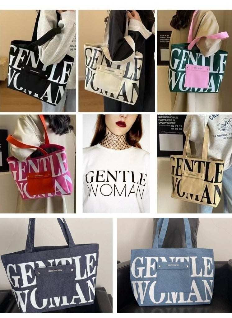 Gentle Woman large letter painted canvas bag versatile and fashionable shoulder bag - pzsku/Z8CE23E3136CF249EEB28Z/45/1741768053/847c3305-c734-4ade-91e7-e93e41308369