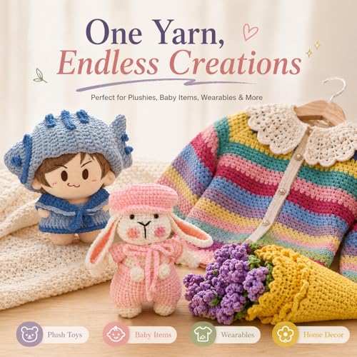 Reessy Skinny Chenille Yarn for Crocheting - 6 Pack of 50g/158yd (948yd Total) - Soft Matte Thin Chenille CYC #2 - Fine Weight Baby Yarn for Plush Toys, Baby Blankets & Small Crafts(Army Green) - Image 3