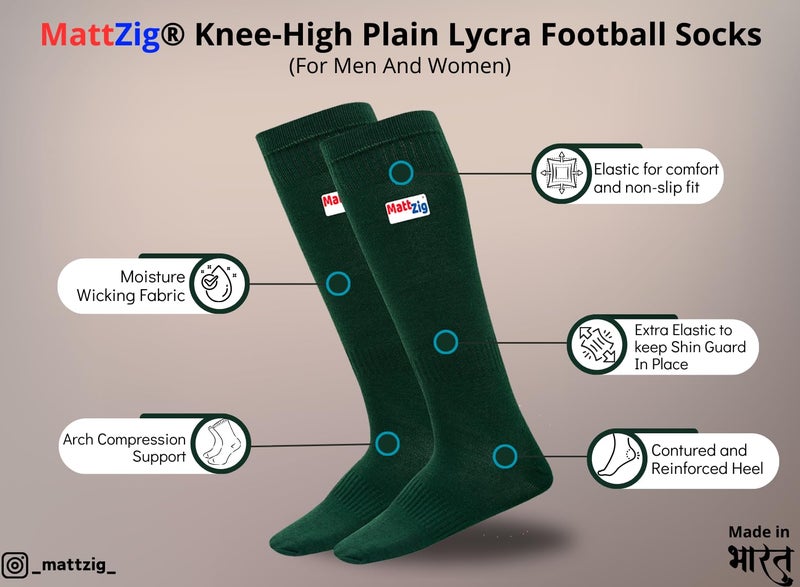 MATTZIG ® Elite Football Kit (One Pair Plain Lycra Socks & One Pair Elite Shin Guard) (Dark Green) - Image 2