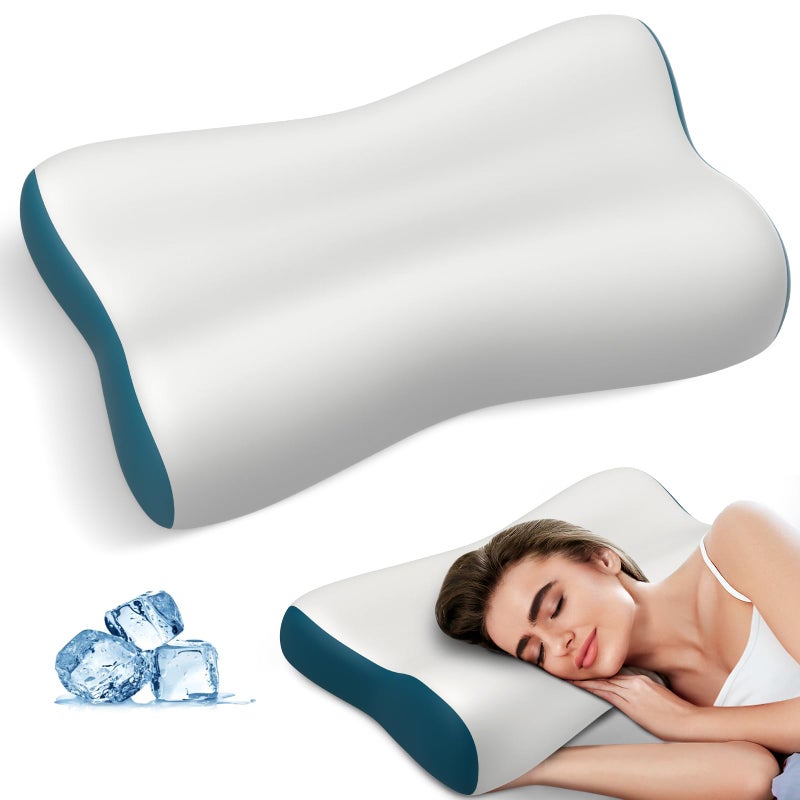 Polovo Cervical Neck Pillow for Pain Relief, Contour Memory Foam Pillows Ergonomic Pillow Orthopedic Cooling Pillow Bed Pillow Neck Support for Side Back Stomach Sleepers - Image 1