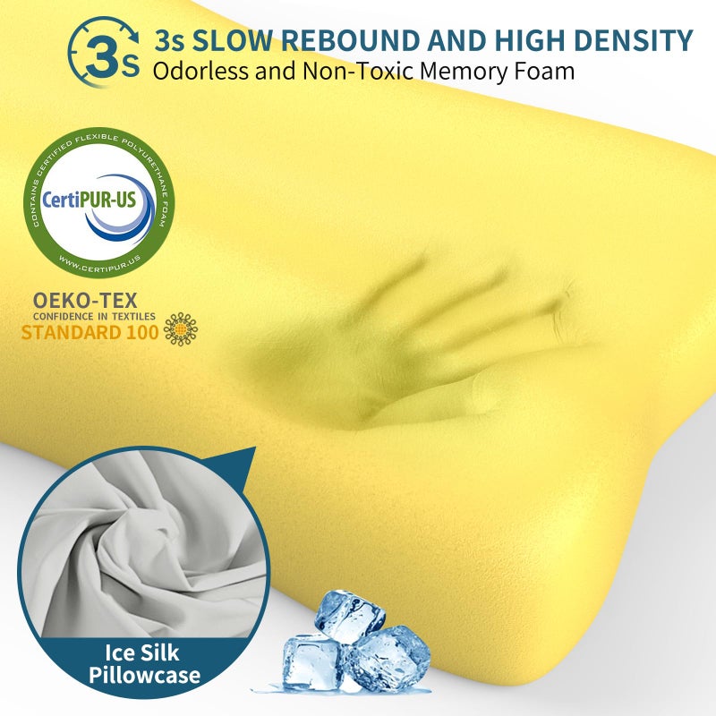 Polovo Cervical Neck Pillow for Pain Relief, Contour Memory Foam Pillows Ergonomic Pillow Orthopedic Cooling Pillow Bed Pillow Neck Support for Side Back Stomach Sleepers - Image 4