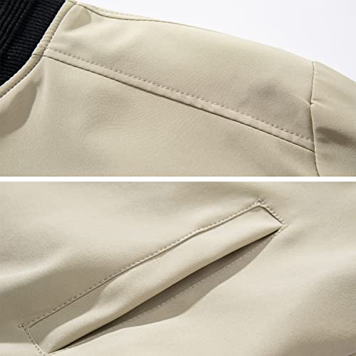 URBANFIND Men's Slim Fit Lightweight Sportswear Jacket Casual Bomber Jacket US XL Khaki K - Image 5