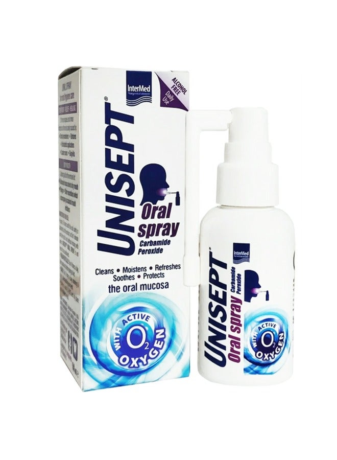 InterMed Unisept Oral Spray – 50ml – Active Oxygen Formula for Oral Hygiene, Fresh Breath & Mouth Discomfort Relief