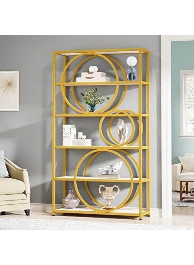 YINZUO YINZUO Marble Shelf with Metal Frame 7 Modern Designs, Space-Saving Wall-Mounted Display for Home Office, Bathroom, or Living Room Adjustable & Easy Install (Design 5)  - Image 1