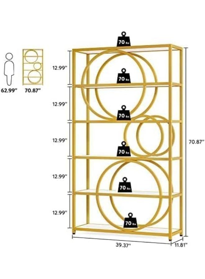YINZUO YINZUO Marble Shelf with Metal Frame 7 Modern Designs, Space-Saving Wall-Mounted Display for Home Office, Bathroom, or Living Room Adjustable & Easy Install (Design 5)  - Image 2