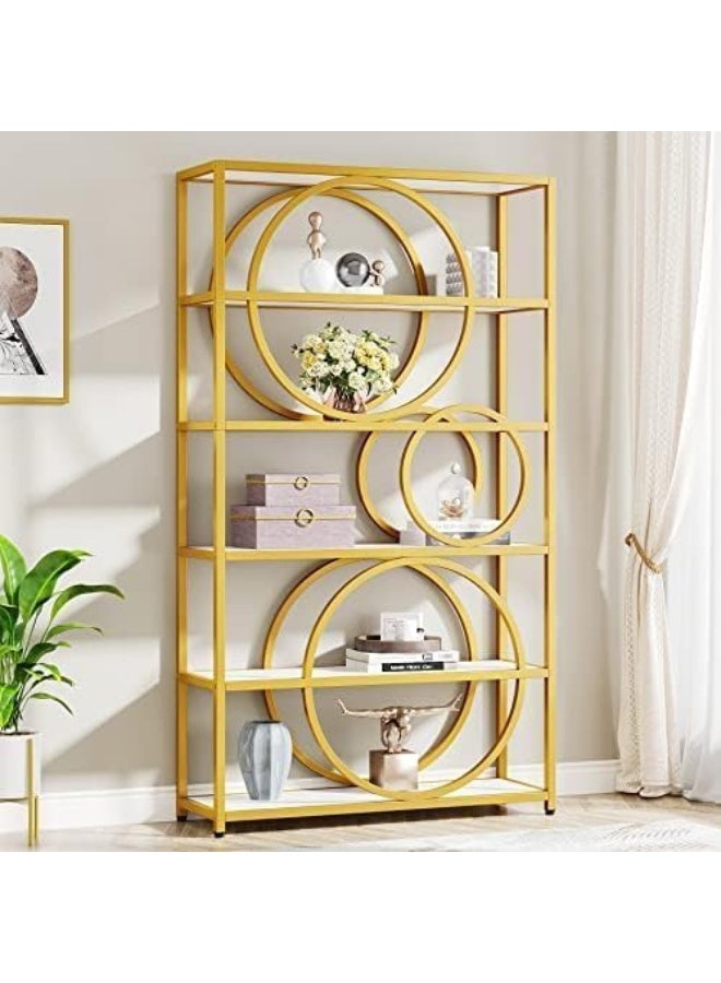 YINZUO YINZUO Marble Shelf with Metal Frame 7 Modern Designs, Space-Saving Wall-Mounted Display for Home Office, Bathroom, or Living Room Adjustable & Easy Install (Design 5)  - Image 3