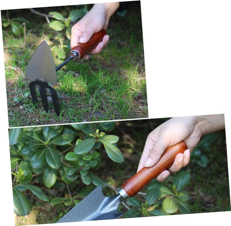 jojofuny Garden Tools Set Mini Shovel and Spade with Thickened Iron Blades Wooden Handle Planting Tool for Gardening Weeding and Transplanting 4pcs - Image 3