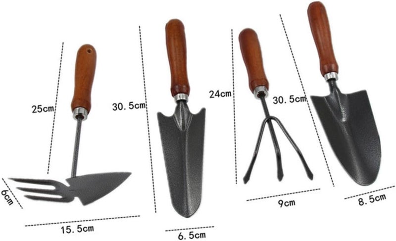 jojofuny Garden Tools Set Mini Shovel and Spade with Thickened Iron Blades Wooden Handle Planting Tool for Gardening Weeding and Transplanting 4pcs - Image 2