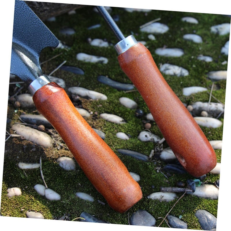 jojofuny Garden Tools Set Mini Shovel and Spade with Thickened Iron Blades Wooden Handle Planting Tool for Gardening Weeding and Transplanting 4pcs - Image 5