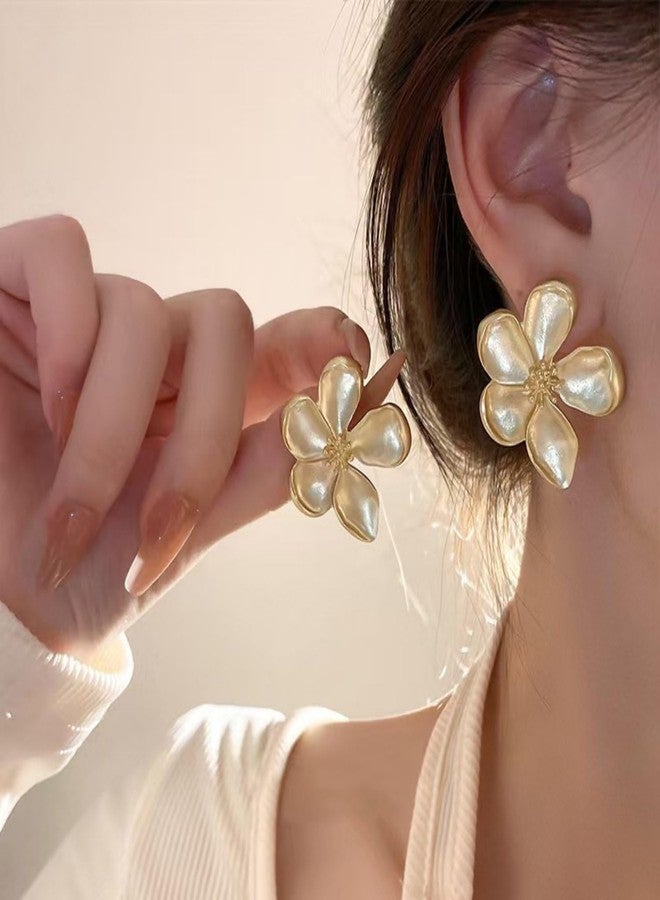 EXPHAIN Gold Flower Stud Earrings for Women Statement Big Flower Earrings Trendy Jewelry - Image 5