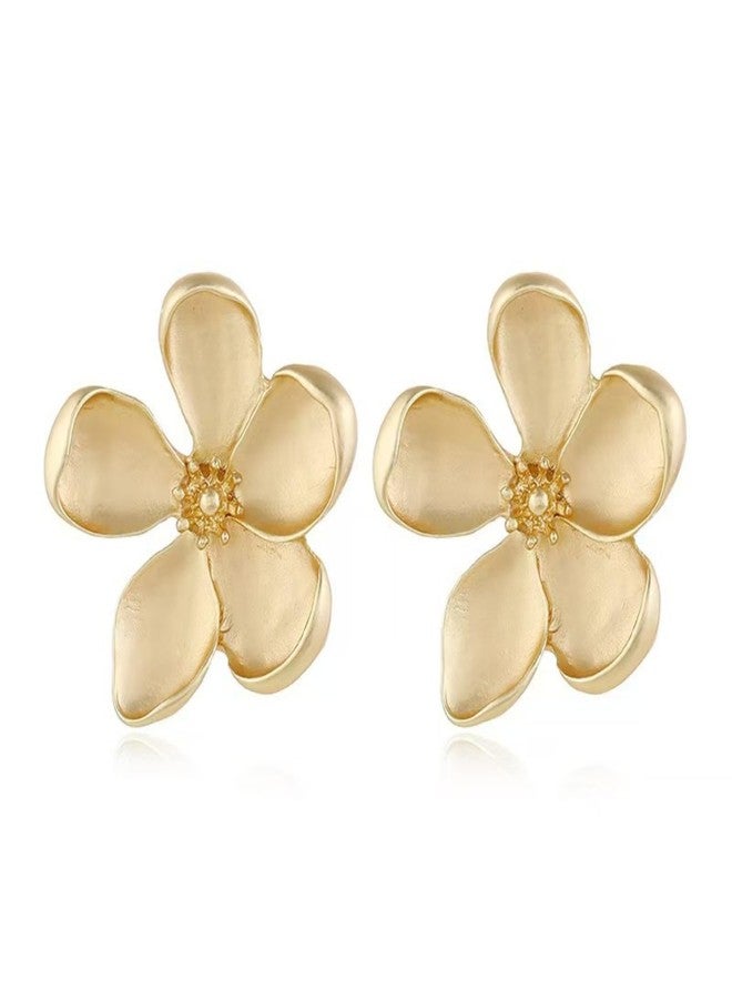 EXPHAIN Gold Flower Stud Earrings for Women Statement Big Flower Earrings Trendy Jewelry - Image 1