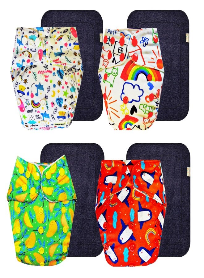 Dumbledo Premium Cloth Diaper with Gray Insert (Pack of 4) | Snug Fit | 6-Layer Absorbent Pad | Quick Dry | Ideal for Toddlers | 3 Months - 3 Years | Unisex Baby - Image 1