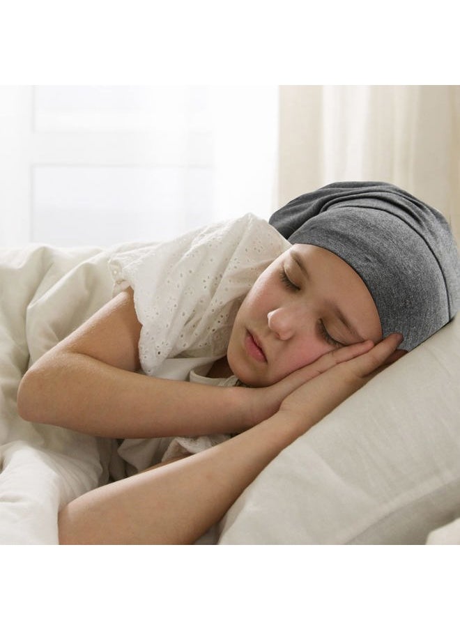 sent hair - Kids Satin Lined Bonnet Modal Cotton Sleep Cap, Adjustable Slouchy Beanie for Kids/Teens/Children/Toddlers Night Sleeping (4-10 Years Old, Dark Gray) - Image 1