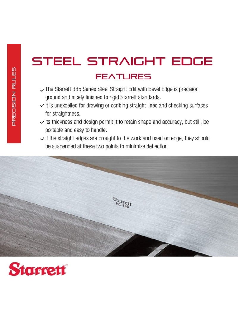 Starrett Starrett Steel Straight Edge with Bevel Edge Not Graduated  36 900mm Length 732 55mm Thickness 21332 60mm Width  - Image 2
