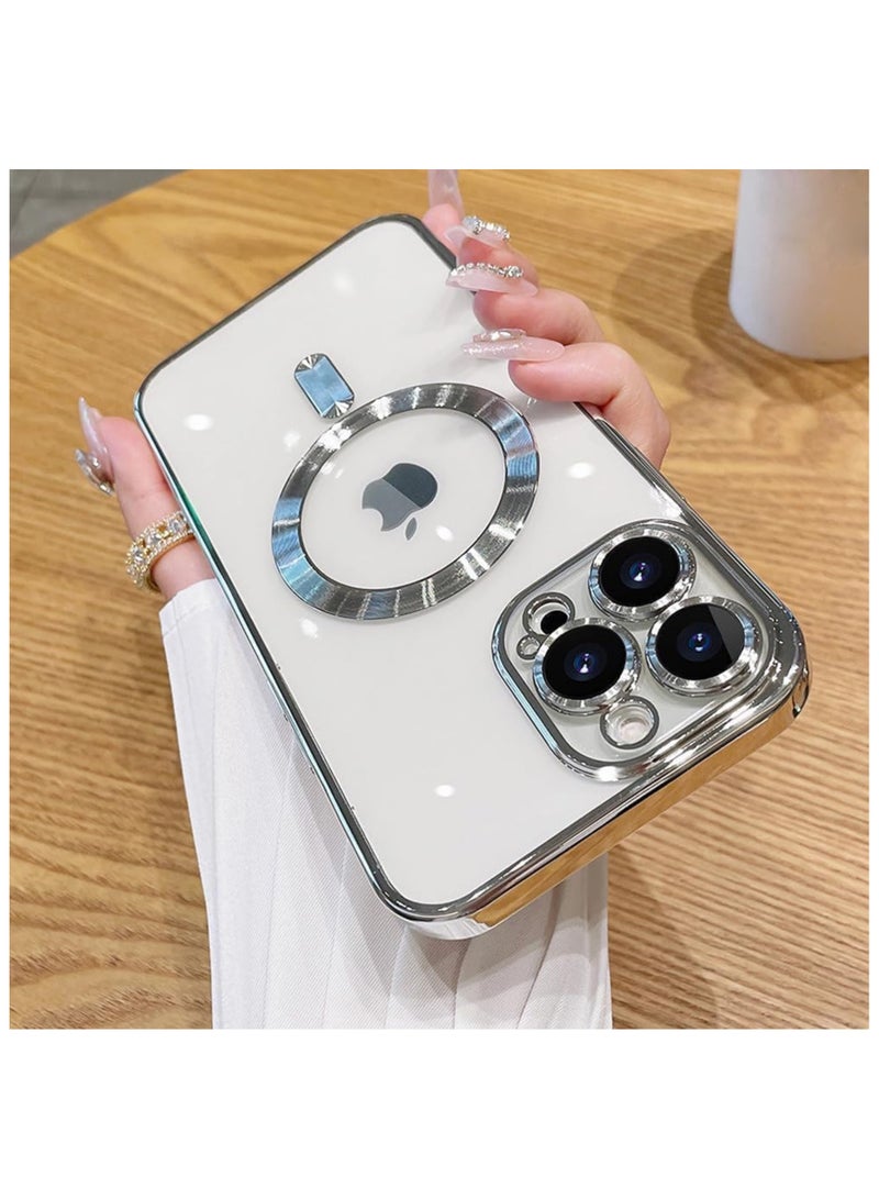 Magnetic Case for iphone 16 pro max Compatible with Wireless Charging, Cover Camera Lens Protector, Slim Protective anti Yellowing Clear Case for iphone 16 pro max  - Image 1