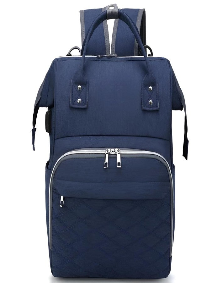 Auslese Robotics Diaper Bag Backpack with Changing Station and Foldable Bassinet Waterproof Travel Diaper Bag for Mom with Insulated Bottle Pockets for Newborn Baby (Blue) - Image 1
