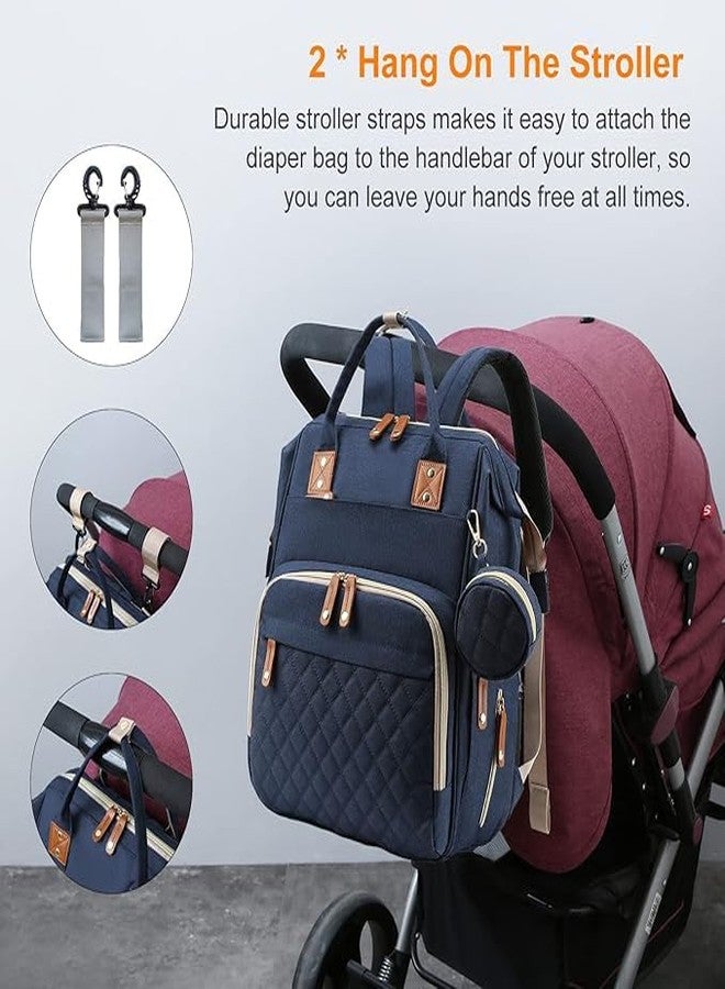 Auslese Robotics Diaper Bag Backpack with Changing Station and Foldable Bassinet Waterproof Travel Diaper Bag for Mom with Insulated Bottle Pockets for Newborn Baby (Blue) - Image 4