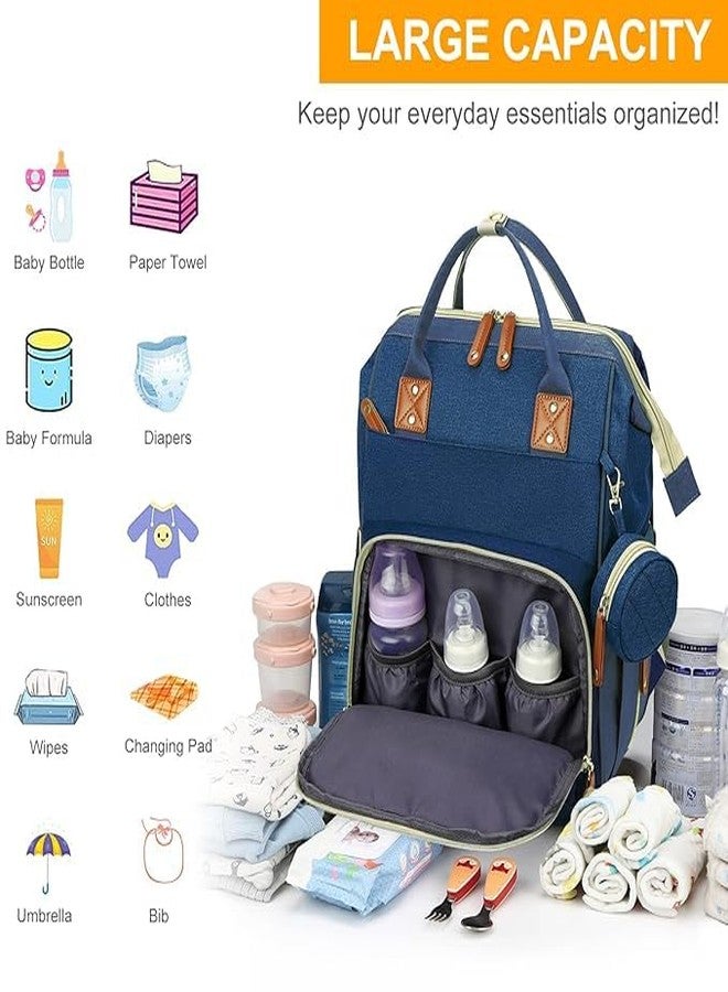 Auslese Robotics Diaper Bag Backpack with Changing Station and Foldable Bassinet Waterproof Travel Diaper Bag for Mom with Insulated Bottle Pockets for Newborn Baby (Blue) - Image 3
