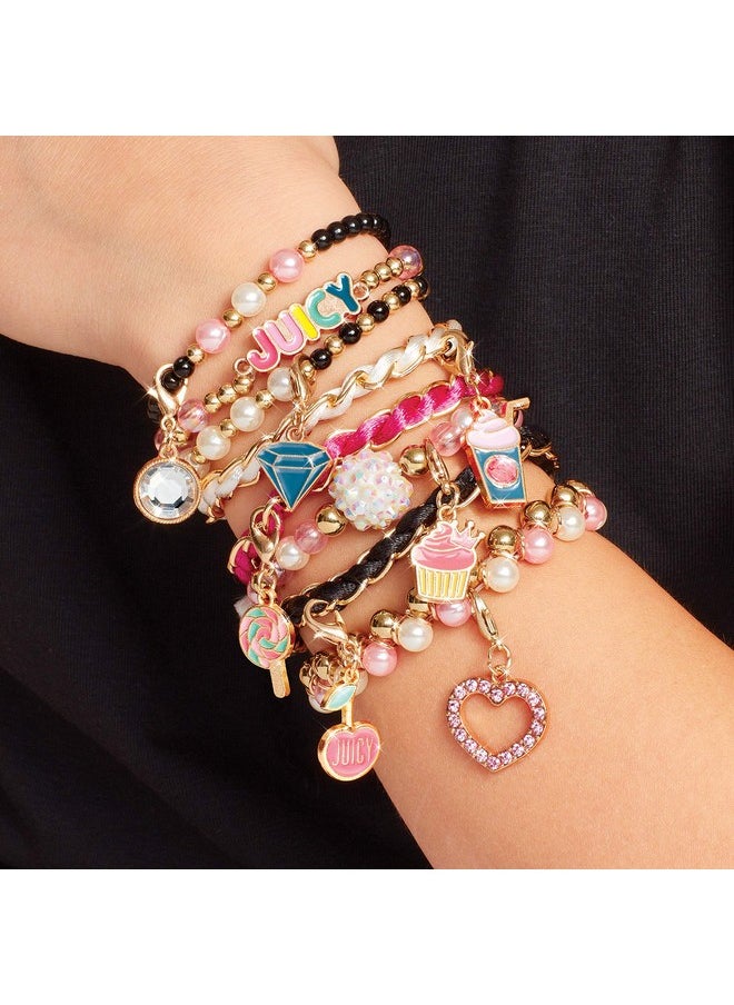 Make It Real Make It Real - Juicy Couture Pink and Precious Bracelets - DIY Charm Bracelet Making Kit - Friendship Bracelet Kit with Charms, Beads & Cords - Arts & Crafts Bead Kit for Girls - Makes 8 Bracelets  - Image 4