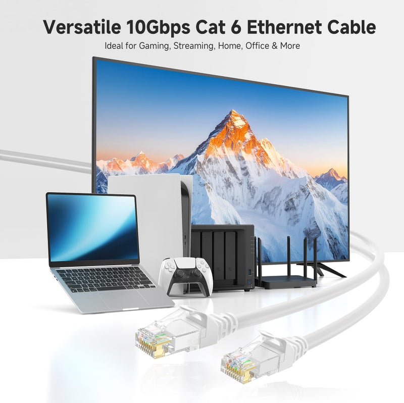 Cable Matters 10Gbps Snagless Cat 6 Ethernet Cable - 20ft, Cat 6 Cable, Cat6 Cord, Ethernet Cord, White - Image 2