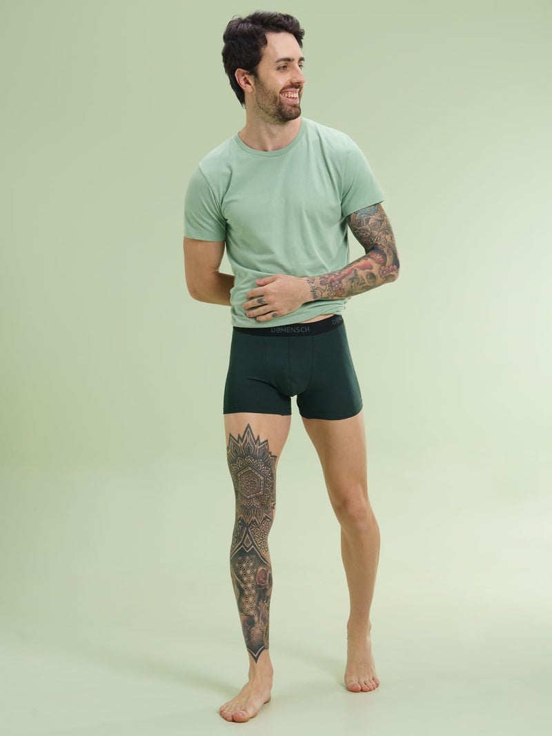 DAMENSCH Mens Premium Cotton Solid Trunks ReFRSH Single of Peppermint Powered-Pack of 1-Pine Green-Large - Image 3