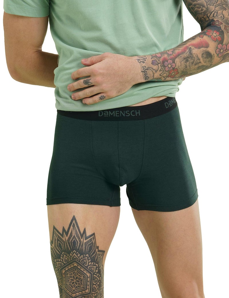DAMENSCH Mens Premium Cotton Solid Trunks ReFRSH Single of Peppermint Powered-Pack of 1-Pine Green-Large - Image 1