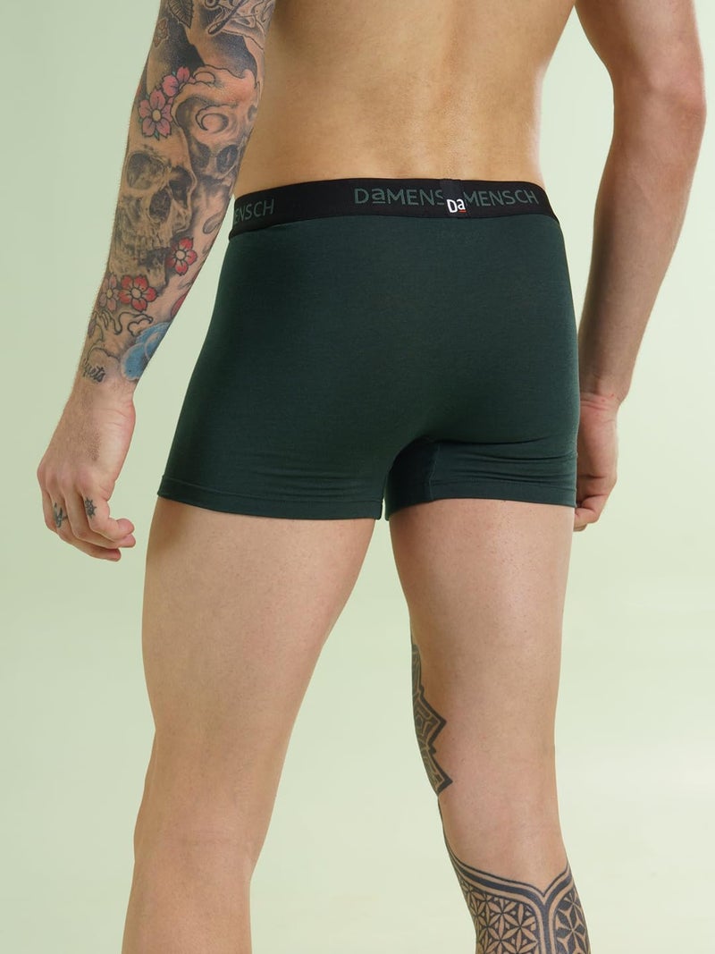 DAMENSCH Mens Premium Cotton Solid Trunks ReFRSH Single of Peppermint Powered-Pack of 1-Pine Green-Large - Image 4