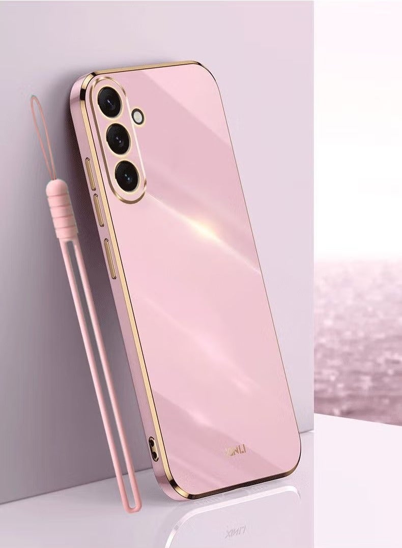 For Samsung Galaxy A56/A36 5G Case Glossy Electroplating TPU Protective Cover Gold-Pink - Image 2