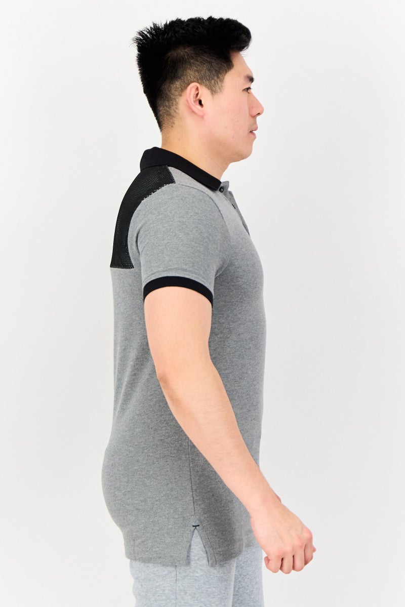 PUMA Men Sportswear Fit Brand Logo Short Sleeves Outdoor Polo Shirt, Heather Grey - Image 2