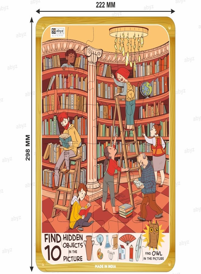 ABYZ Wooden Jigsaw Puzzle – Owl in Library Playset for Fun Educational & Little Explorers, 30-Pieces Fun Games with Multicolor | Birthday Gift for (3-6 Years) Age Kids. - Image 2