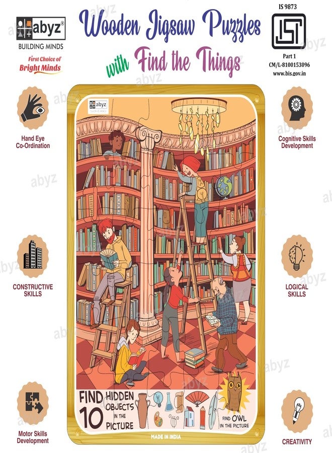 ABYZ Wooden Jigsaw Puzzle – Owl in Library Playset for Fun Educational & Little Explorers, 30-Pieces Fun Games with Multicolor | Birthday Gift for (3-6 Years) Age Kids. - Image 3