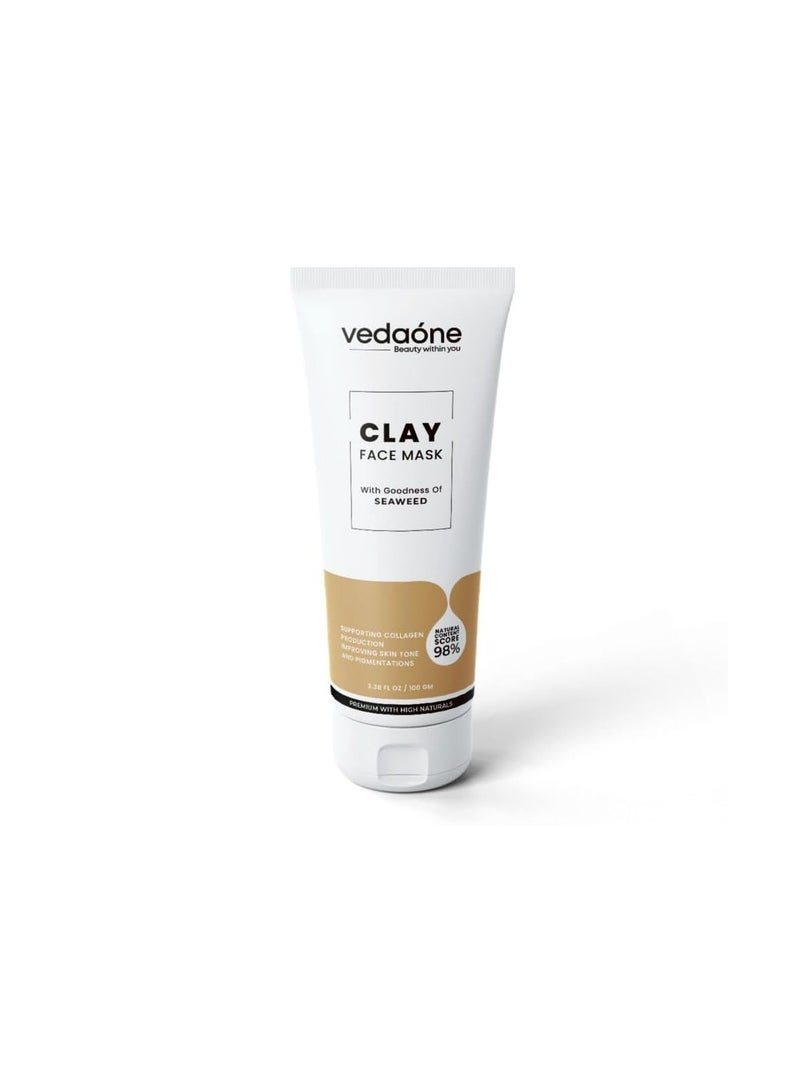 VedaOne Clay Face Mask with Seaweed | 100 Grams | Natural Clay Face Mask for Men & Women | Reduces Pigmentation | Supports Skin Brightening, Deep Cleansing & Oil Balance - Image 1