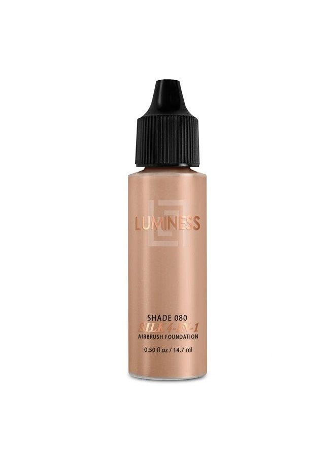 LUMINESS - Luminess Air Silk 4-In-1 Airbrush Foundation- Foundation, Shade 080 (.5 Fl Oz) - Sheer to Medium Coverage - Anti-Aging Formula Hydrates and Moisturizes - Professional Makeup Kit for Cordless Air Brush - Image 1