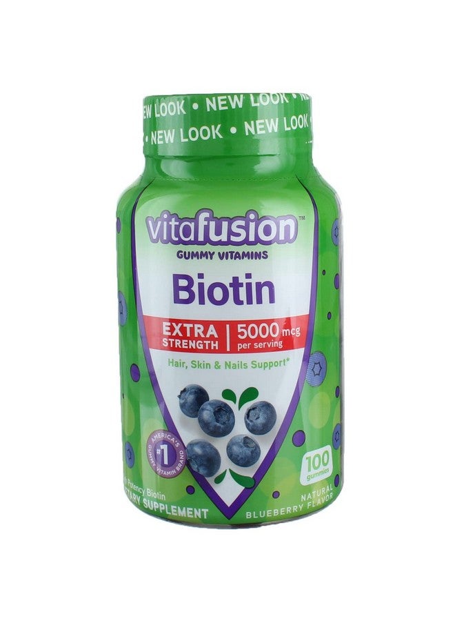 Vitafusion Extra Strength Biotin Gummies 5000 mcg, Blueberry 100 ea (Pack of 4) - Image 1