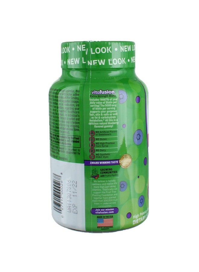 Vitafusion Extra Strength Biotin Gummies 5000 mcg, Blueberry 100 ea (Pack of 4) - Image 4