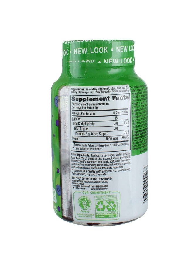 Vitafusion Extra Strength Biotin Gummies 5000 mcg, Blueberry 100 ea (Pack of 4) - Image 3